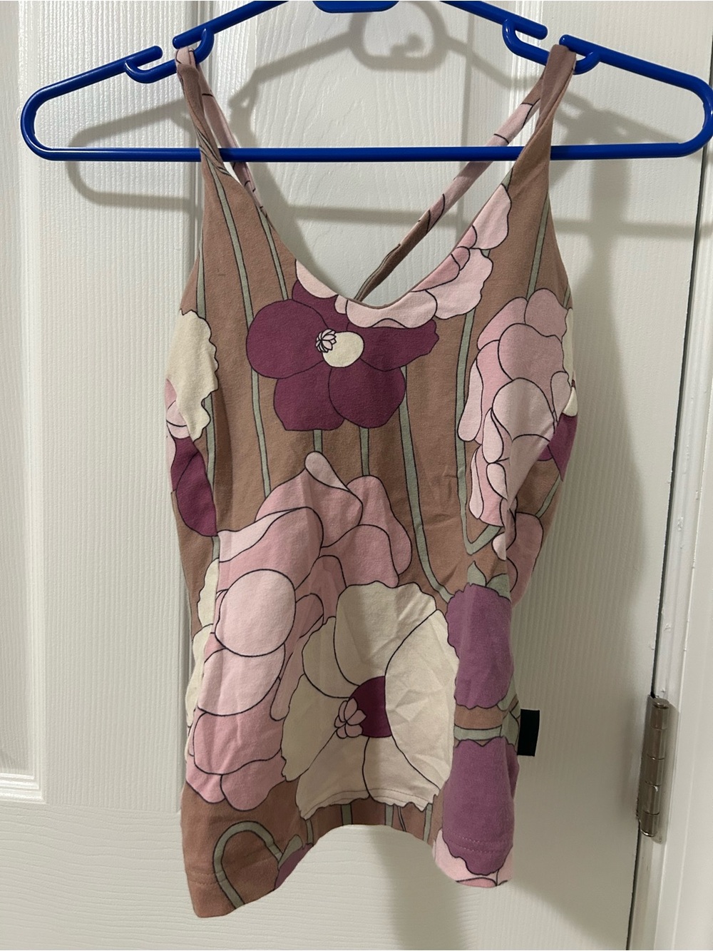 Vintage Patagonia Floral V-Neck Top in Mauve, Pink & Cream XS